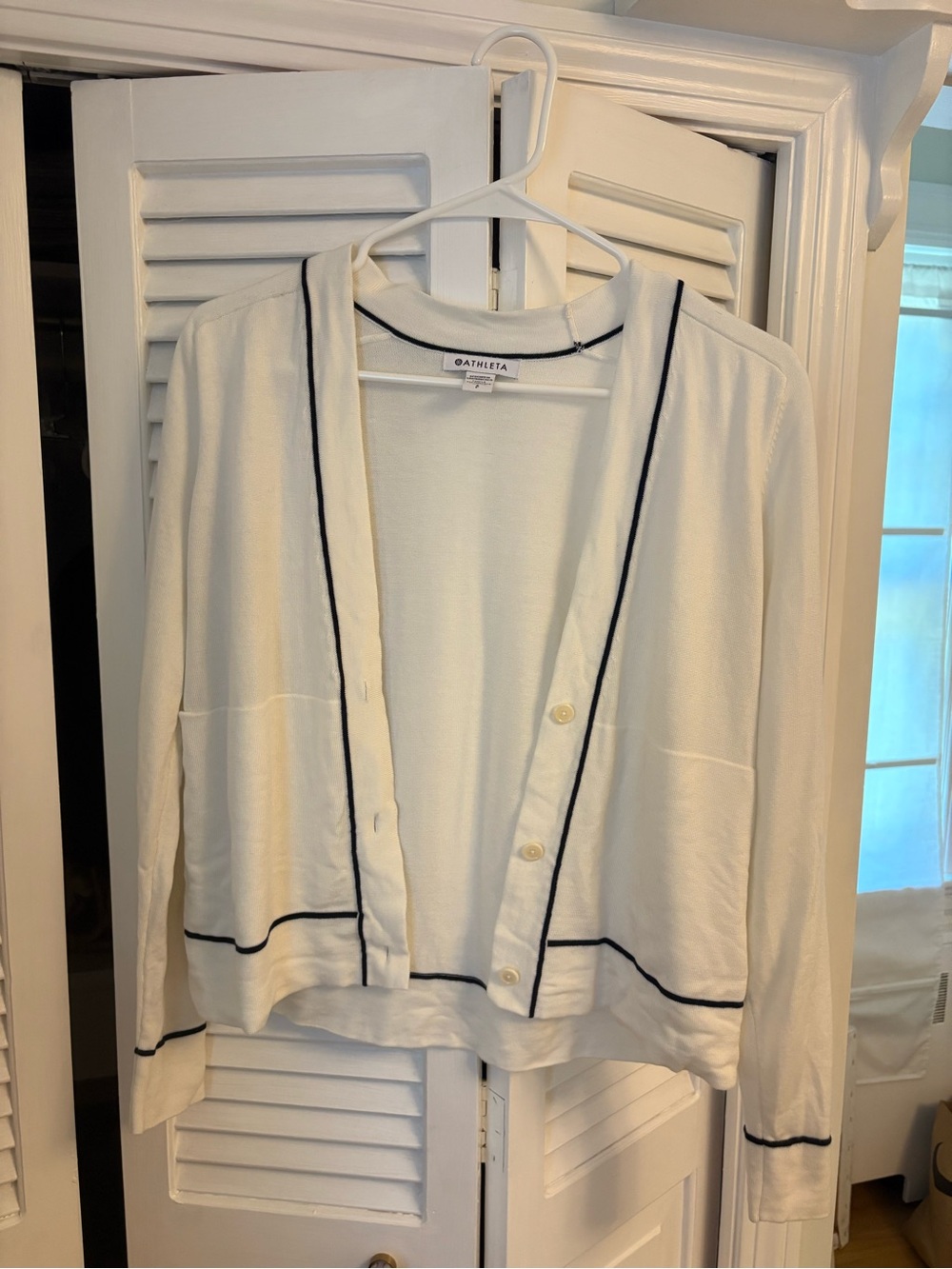 Athleta Lightweight Cardigan White & Black Size Small - Picture 4 of 6